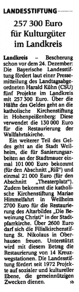 Weilheimer Tagblatt 12.12.2014