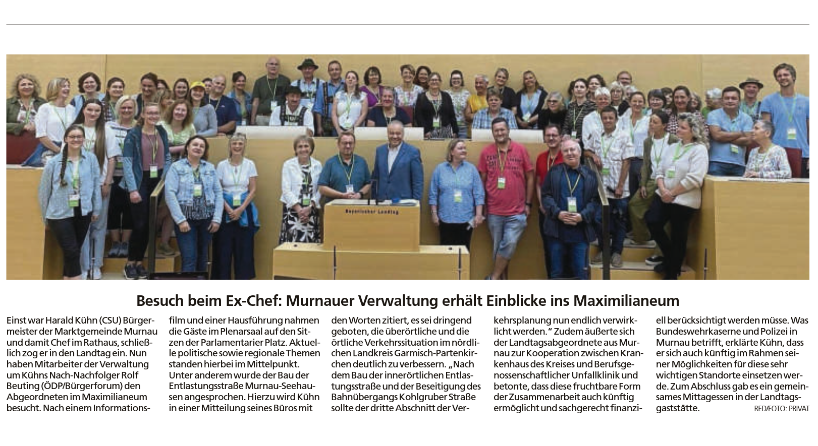 Garmisch-Partenkirchner Tagblatt, 28.07.2025, Besuch beim EX-Chef: Murnauer Verwaltung erhält Einblicke ins Maximilianeum