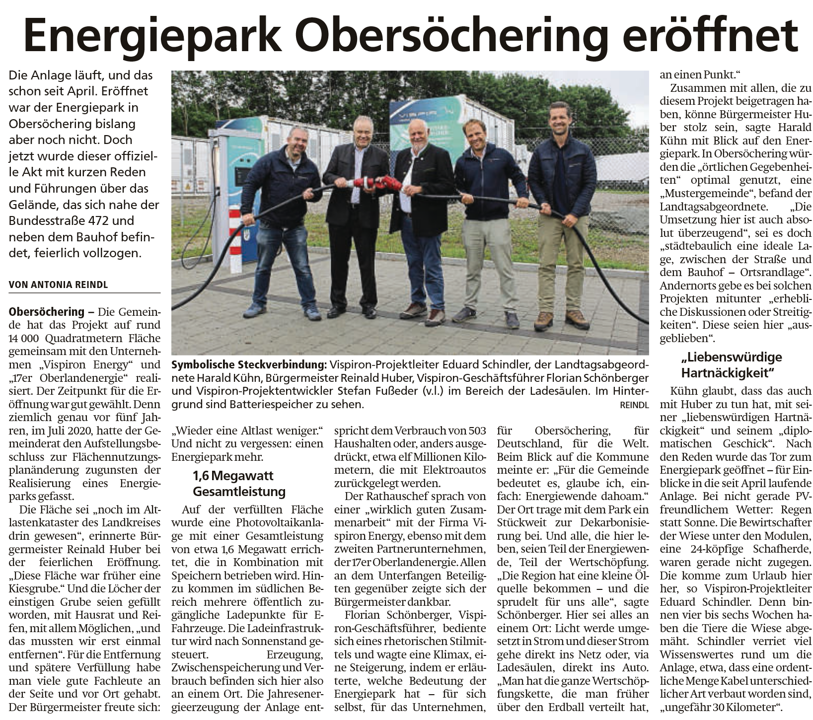 Weilheimer Tagblatt, 31.07.2025, Energiepark Obersöchering eröffnet