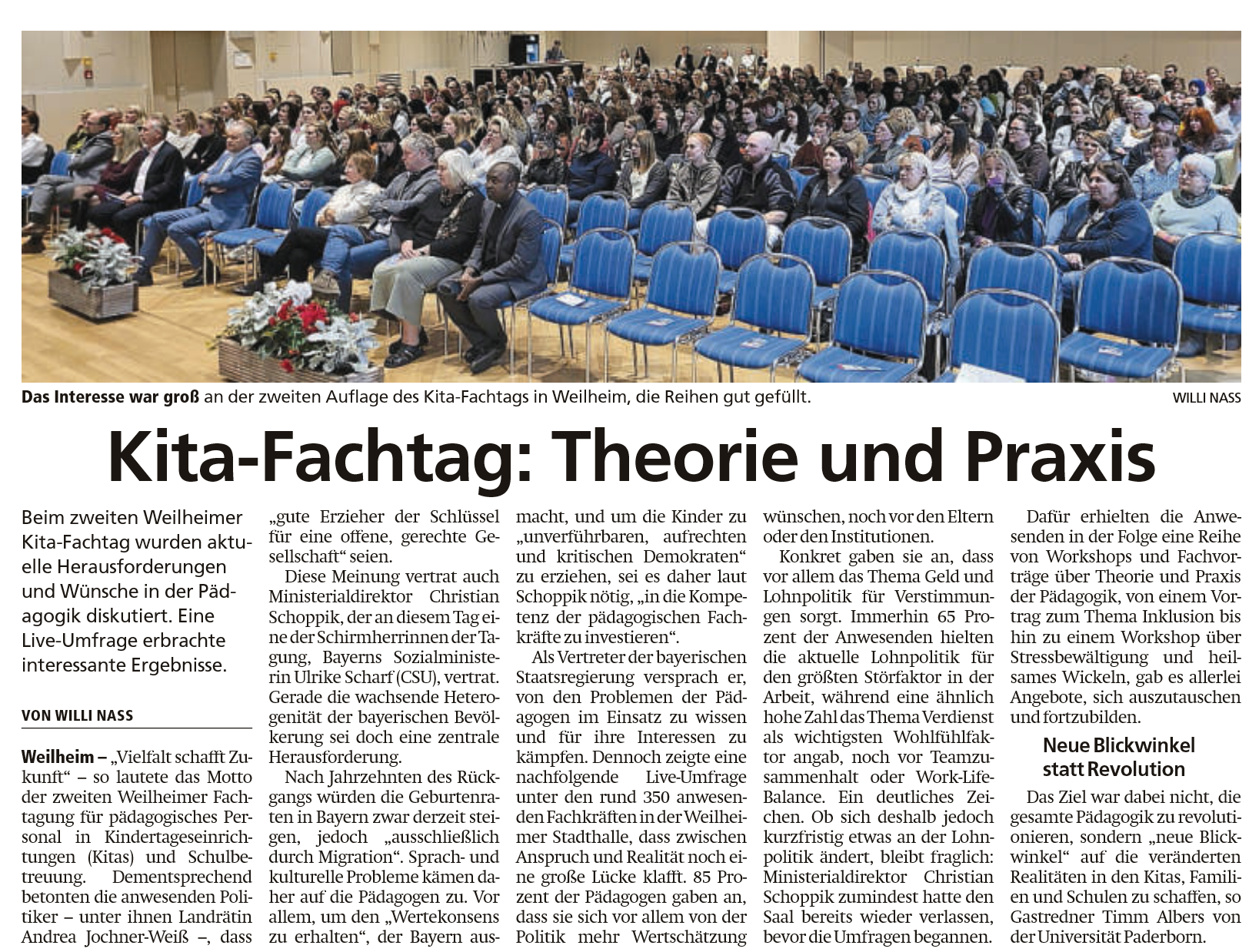 Zeitungsartikel Weilheimer Tagblatt, 10.10.2025, "Kita-Fachtag: Theorie und Praxis"
